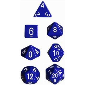 Opaque Blue/White (set of 7 dice)