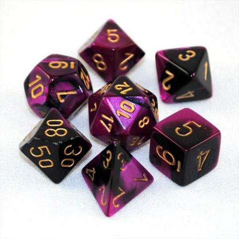 Gemini Black-Purple with Gold (set of 7 dice)