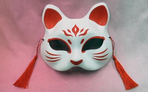 Half Mask Neko (Red & White Cat)