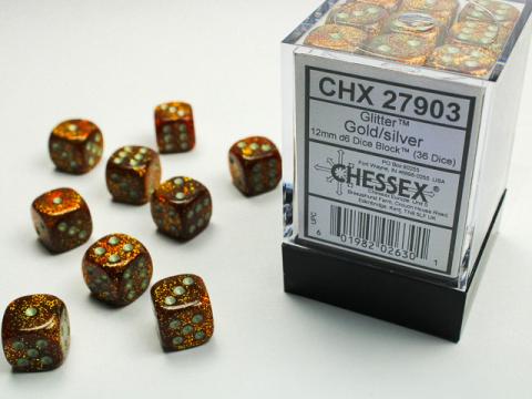 Glitter Gold/silver Dice Block (36d6)