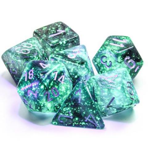 Borealis Light Smoke/Silver Luminary (set of 7 dice)