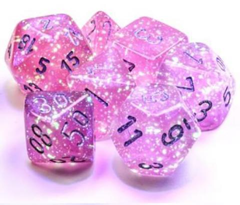 Borealis Pink/Silver Luminary (set of 7 dice)