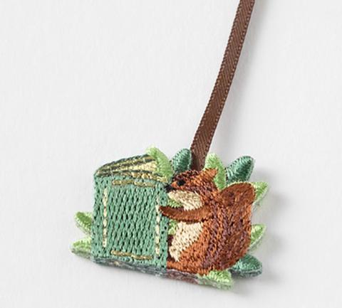 Embroidered Bookmark with Clip: Squirrel