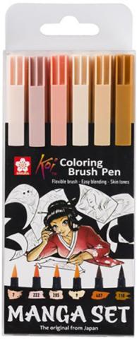 Manga Koi Colouring Brush Pen Set 6 Pcs