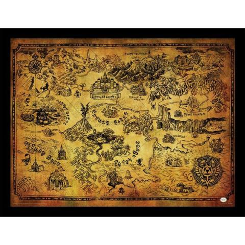 Hyrule Map Framed Print 30  x 40 cm