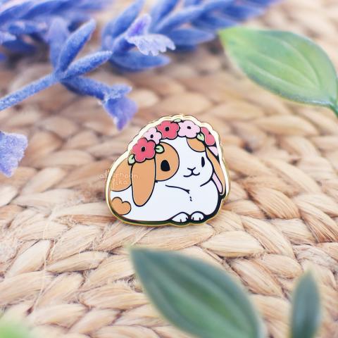 Enamel Pin: Botanical Bunny Pink Red