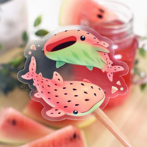 Watermelon Whale Shark Clear Sticker