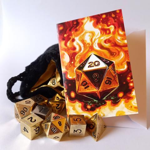 Vikt kort mini - Flaming D20