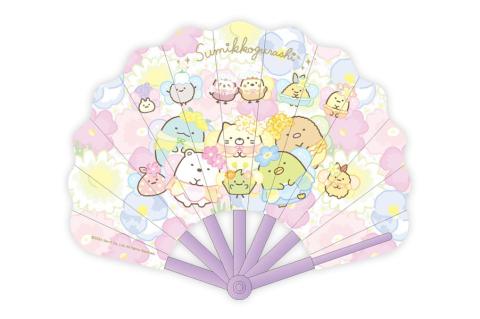 Folding Fan 5423 Sumikkogurashi Flower Fairy Purple