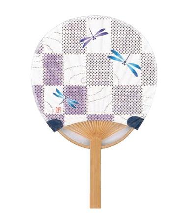 Mini Bamboo Fan: Checkered Dragonfly