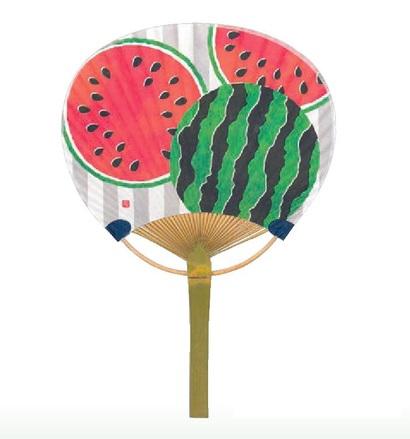 Bamboo Fan: Watermelon Green