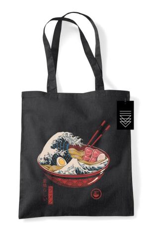 The Great Ramen Wave Black Tote Bag