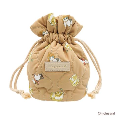 Quilted Drawstring Purse - Kittens & Baked Goods