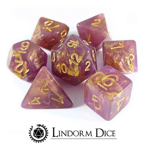 Petals of a bleeding heart set of 7 Dice