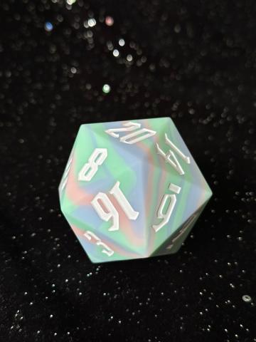 Giant Silicone d20 (Pastel swirls)