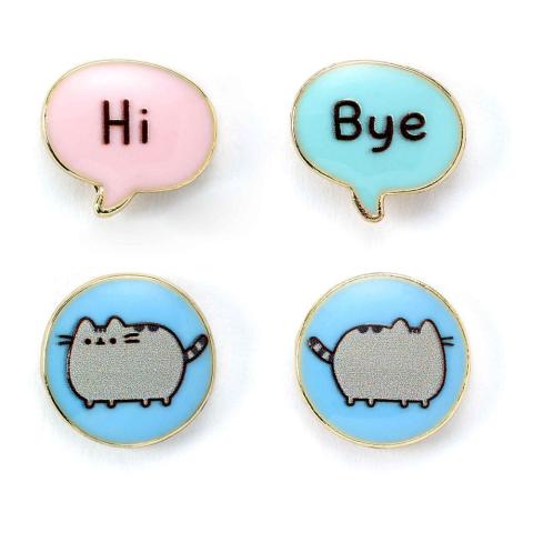 Hi, Bye & Pusheen Stud Earrings 2-pack