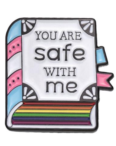 Safe With Me Rainbow Book Pin