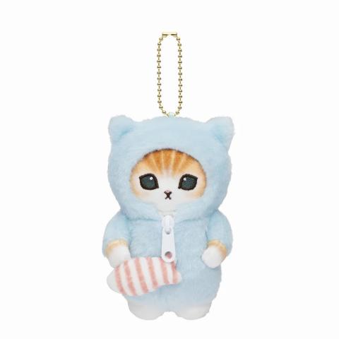 Plush Keychain: Kitten Fluffy Blue Pyjama Mascot