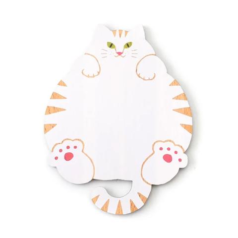 Chonky Cat Wooden Coaster - Tabby White