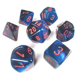 Gemini Black-Starlight with Red (set of 7 dice)