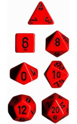 Opaque Red/Black (set of 7 dice)