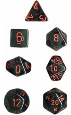 Translucent Smoke/Red (set of 7 dice)