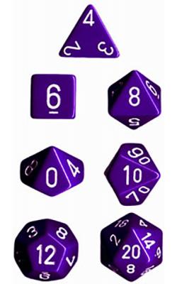 Opaque Purple/White (set of 7 dice)