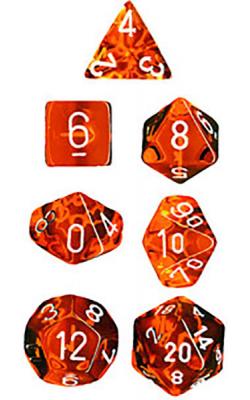 Translucent Orange/White (set of 7 dice)