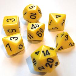 Opaque Yellow with Black (set of 7 dice)