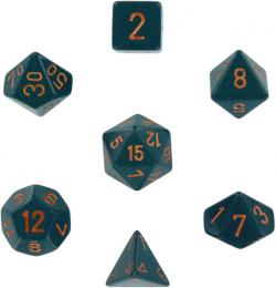 Opaque Dark Grey with copper (set of 7 dice)