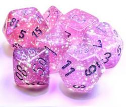 Borealis Pink/Silver Luminary (set of 7 dice)