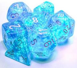 Borealis Sky Blue/White (set of 7 dice)