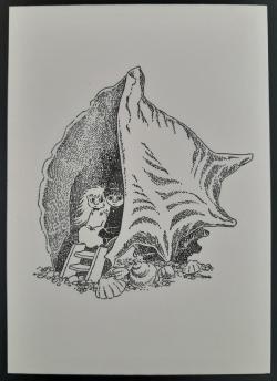 Moomin Letterpress Postcard - Knytt, Skrutt & snäcka