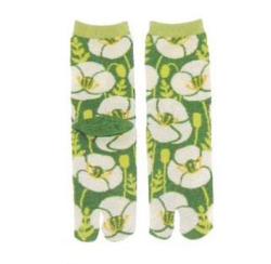 Socks Two-toe Tabi Hinageshi (Flower Spring Green)