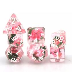 Pink carnation dice set of 7 Dice