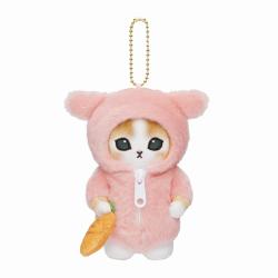 Plush Keychain: Kitten Fluffy Pink Bunny Pyjama