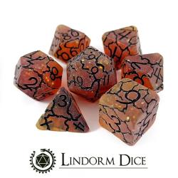 Crackle Dice set of 7 Dice (red/glitter)