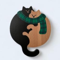 Cuddly Cats Wooden Coaster - Winter Edition