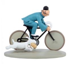 Blå Lotus - Tintin På Cykel Resinstaty