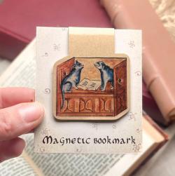 Medieval Dog & Cat Magnetic Bookmark