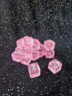 18d6 Transparent Series: Pink - Numbers: White