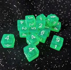 18d6 Transparent Series: Green - Numbers: White